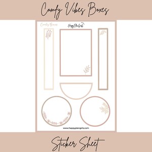 Comfy Vibes Sticker Sheet - Planner Box Stickers | HP Boxes | Functional Planner Stickers | Planner Boxes | Journaling Stickers | Journal