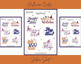 Halloween Quotes Sticker Sheet - Planner Stickers | Bullet Journal Stickers | Halloween Stickers | Quote Stickers | Scrapbook Stickers