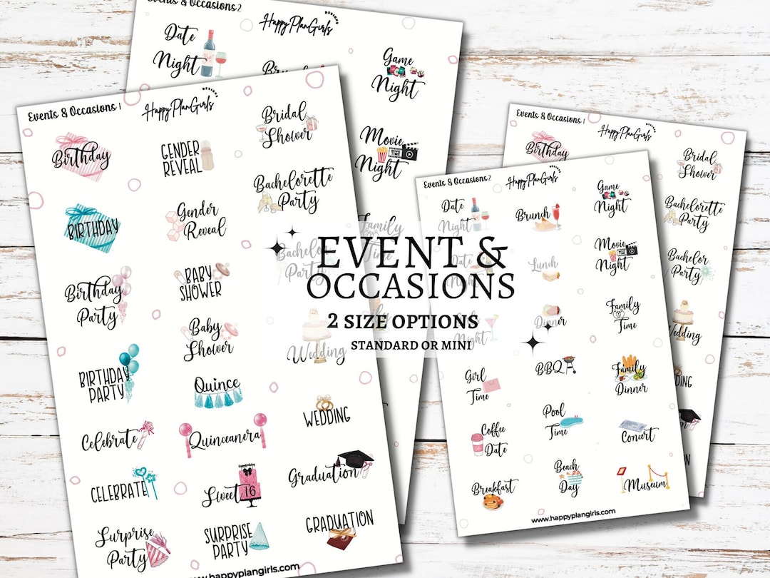 Event and Occasion Planner Stickers Cute Event Icons for Calendar Fun ...