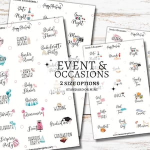 Event and Occasion Planner Stickers Cute Event Icons for Calendar Fun Events Icon Stickers Celebration Icon Stickers for Calendar Agenda
