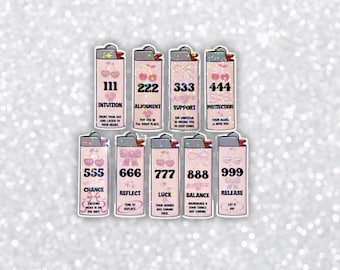 Angel Number Pink Lighter Sticker, Affirmation Decal
