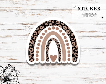 Pegatina de arcoíris con estampado de leopardo / Pegatina de arcoíris bohemio de guepardo para Kindle, portátil / Pegatinas de arcoíris / Pegatina de vinilo resistente al agua