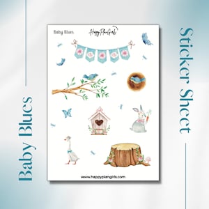 Spring Planner Sticker Sheet, Seasonal Planner Stickers, Journal Stickers, Watercolor Easter Stickers, Calendar Stickers, Baby Blues