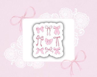 Pink Bows Sticker -Girly Girl Sticker, Waterbottle sticker, Waterproof Stickers, Vinyl Stickers, Cute Kindle Stickers, Coquette Sticker
