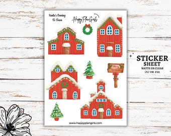 Christmas Cottage Sticker Sheet | Planner Stickers | Journal Stickers | Holiday Stickers | Christmas Scrapbook Stickers | Bullet Journal