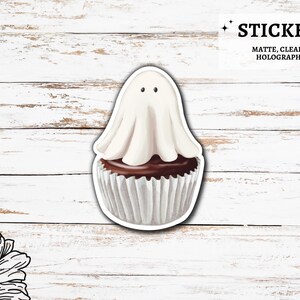 Gespenst Sticker | Halloween-Geist-Cupcake-Aufkleber, Vinyl-Aufkleber für Kindle, Laptop-Aufkleber Wasserdichte gruselige holografische Glitzer-Aufkleber