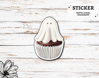 Gespenst Sticker | Halloween-Geist-Cupcake-Aufkleber, Vinyl-Aufkleber für Kindle, Laptop-Aufkleber Wasserdichte gruselige holografische Glitzer-Aufkleber