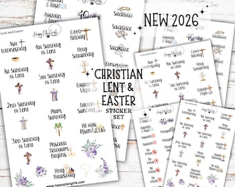 2026 Christian Lent Easter Planner Stickers Religious Fasting Prayer Almsgiving Icons Tiny Mini Standard