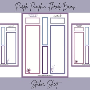 Purple Pumpkin Florals Boxes Sticker Sheet - Planner Box Stickers| Box Stickers| Classic HP Planner Boxes| Functional Planner Stickers|
