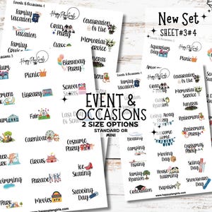 Event and Occasions Planner Stickers Cute Icon and Script for Calendar Fun Life Celebration Vacation Stickers for Agenda Bujo New Set #3, #4