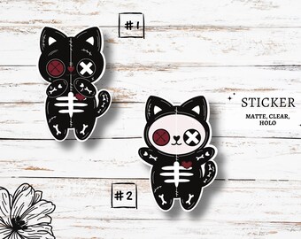 Skeleton Cat Stickers | Cute cats | Spooky Vinyl Sticker | Ghost Decals | Girly Stickers | Halloween Stickers | Coquette Ghost