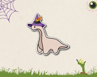 Cute Dinosaur Sticker | Dino Witch Hat | Dinosaur Vinyl Sticker | Dino Decals | Cute Vinyl Stickers | Vinyl Stickers | Die Cut Sticker