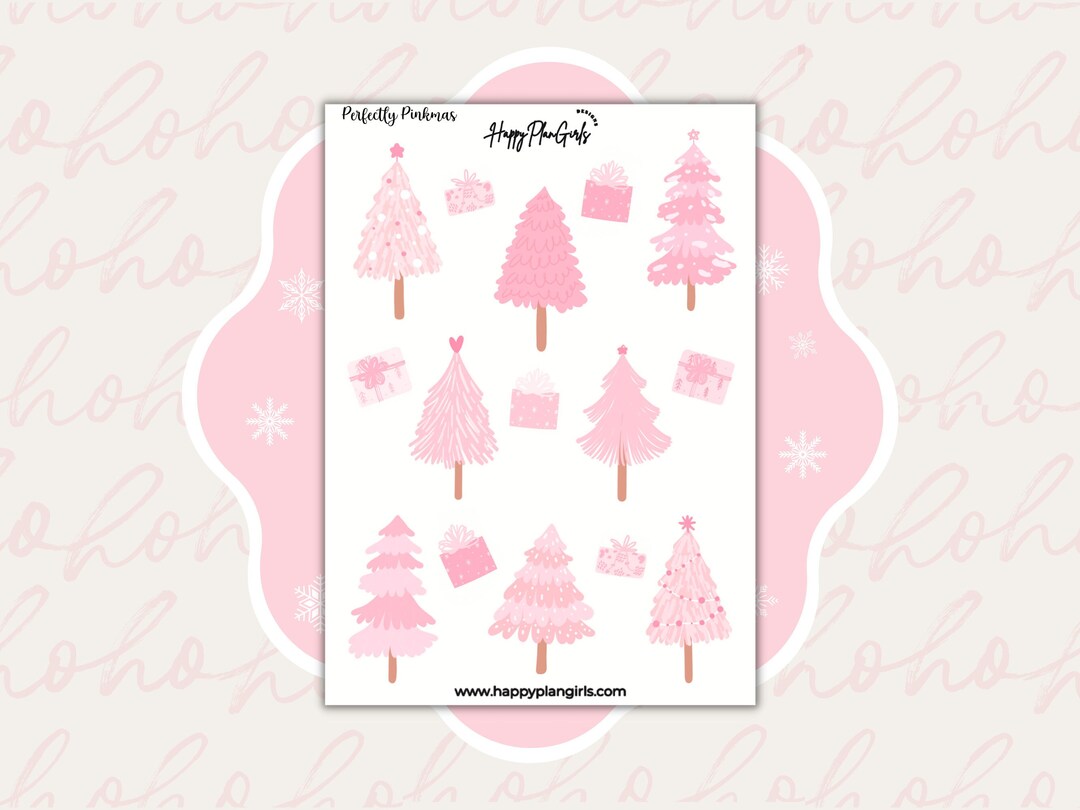 Pink Christmas Sticker Sheet | Planner Stickers Sheet, Christmas ...
