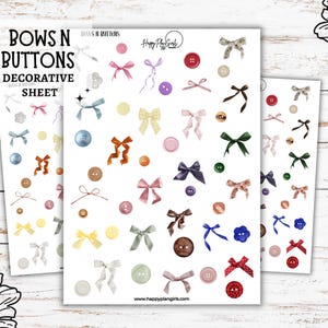 Junk Journal Tidbits Bows N Buttons Stickers Retro Vintage Trinkets Scrapbook Ephemera Vision Board Memory Journaling 5x7 4x6 Matte Clear