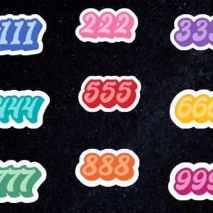Stickers chiffre | Sticker pour ordinateur portable | Autocollant en vinyle | autocollant mignon | Stickers esthétiques | Petits chiffres angéliques | Cadeau pour prendre soin de vous