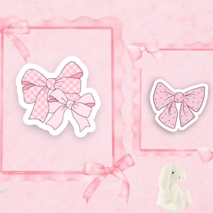 Rosa Schleife Aufkleber Set - Girly Schleife Aufkleber, Wasserflasche Aufkleber, wasserdichte Aufkleber, Vinyl-Aufkleber, süße Kindle Aufkleber, Kokette Aufkleber