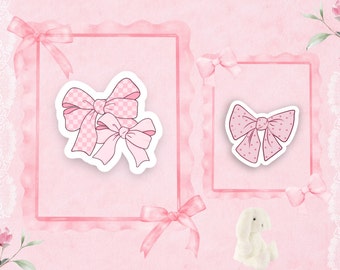 Rosa Schleife Aufkleber Set - Girly Schleife Aufkleber, Wasserflasche Aufkleber, wasserdichte Aufkleber, Vinyl-Aufkleber, süße Kindle Aufkleber, Kokette Aufkleber
