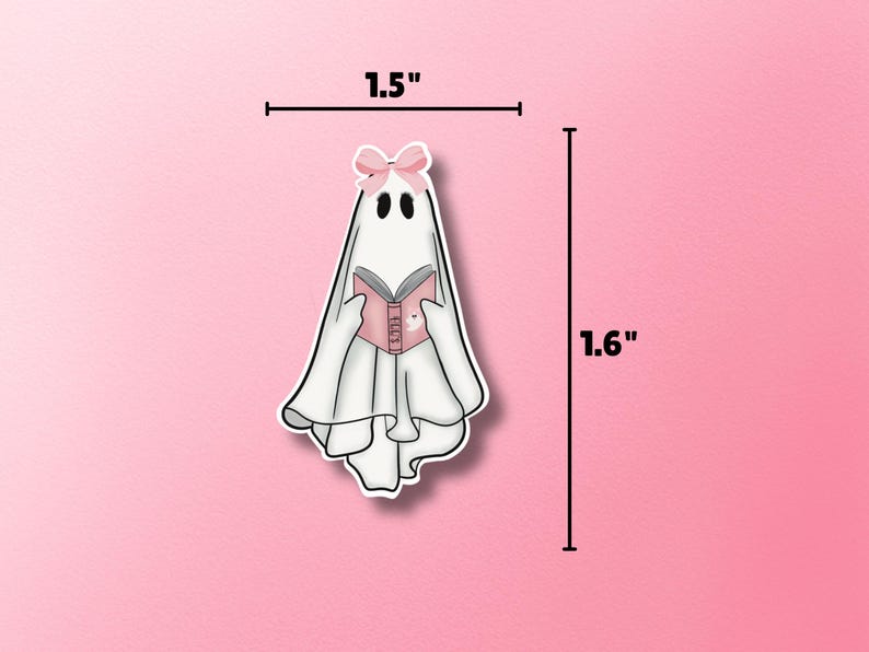 Cute Ghost Reading Sticker | Ghost With Book | Ghost Vinyl Sticker ...