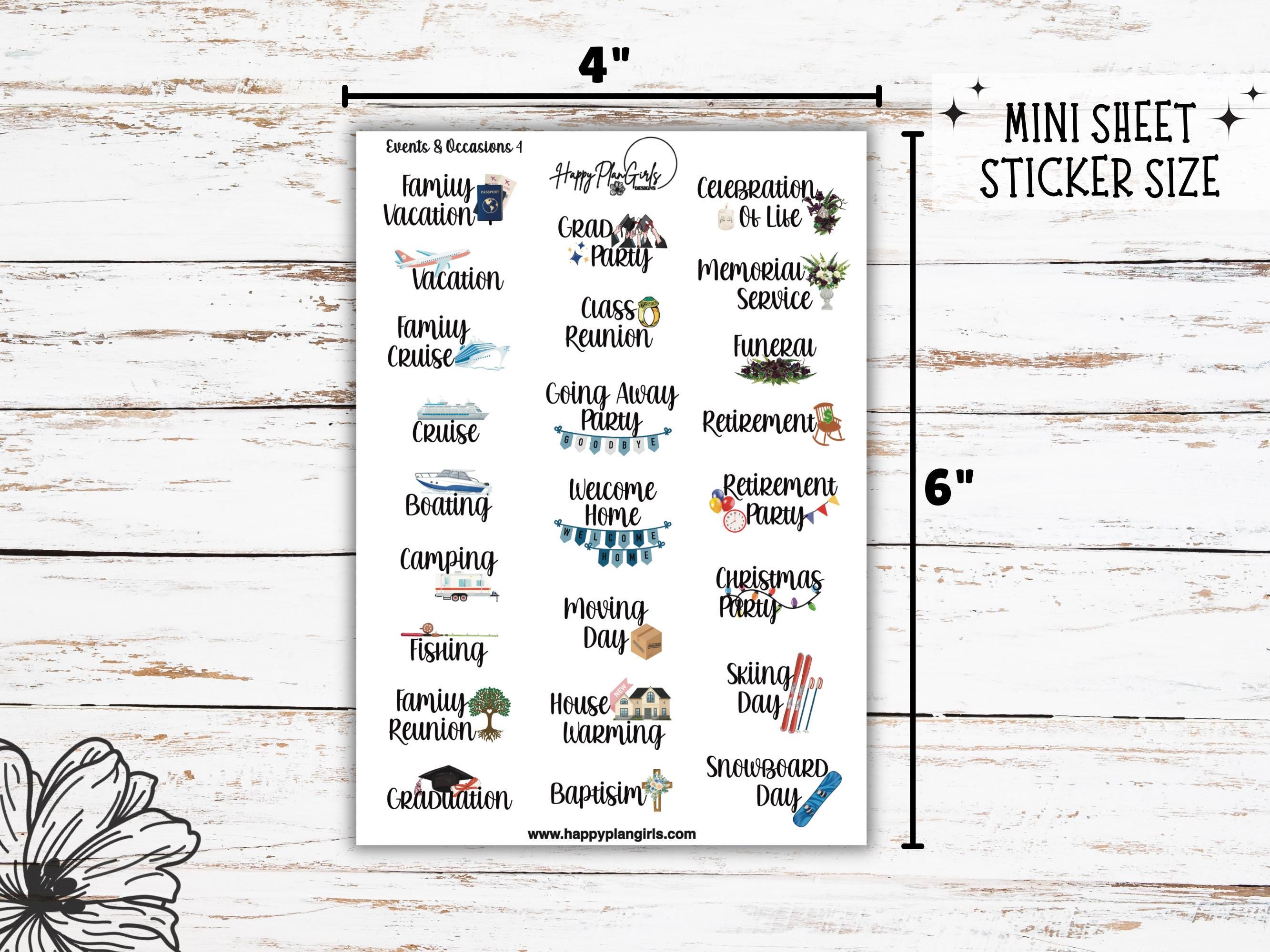 Event and Occasions Planner Stickers Cute Icon and Script for Calendar ...
