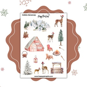 Cozy Cabin Christmas Stickers | Winter Stickers | Journaling Stickers | Planner Stickers | Holiday Stickers Sheet | Bullet Journal Stickers