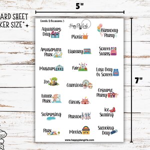 Event and Occasions Planner Stickers Cute Icon and Script for Calendar ...