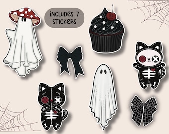 Halloween Sticker Pack Niedliches Spooky Ghost Sticker Set Skeleton Cat Aufkleber Kindle Aufkleber Kostenloser Versand Vinyl Sticker Bundle Halloween Geschenk