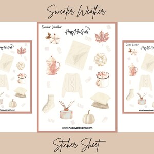 Sweater Weather Sticker Sheet- Fall Stickers, Planner Stickers, Bullet Journal Stickers, Decorative Sticker, Journal Stickers Cozy Aesthetic