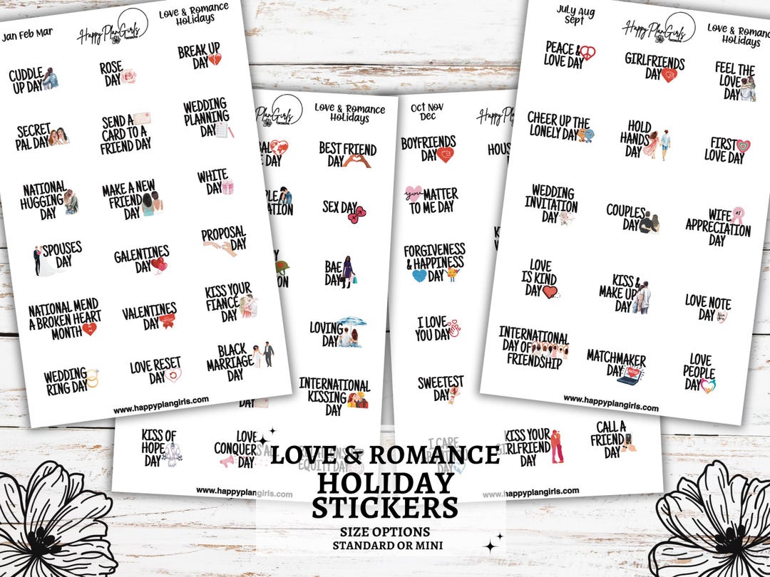 Love and Romance Holidays Wacky Fun Holiday Planner Stickers- Standard