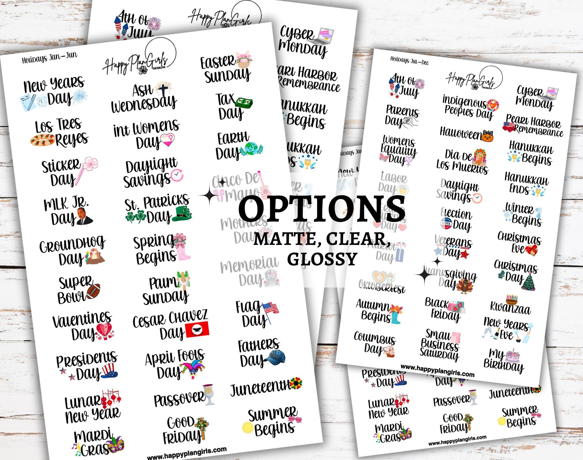 Holiday Planner Stickers- Standard + Mini Size, Cute Holiday Icon ...