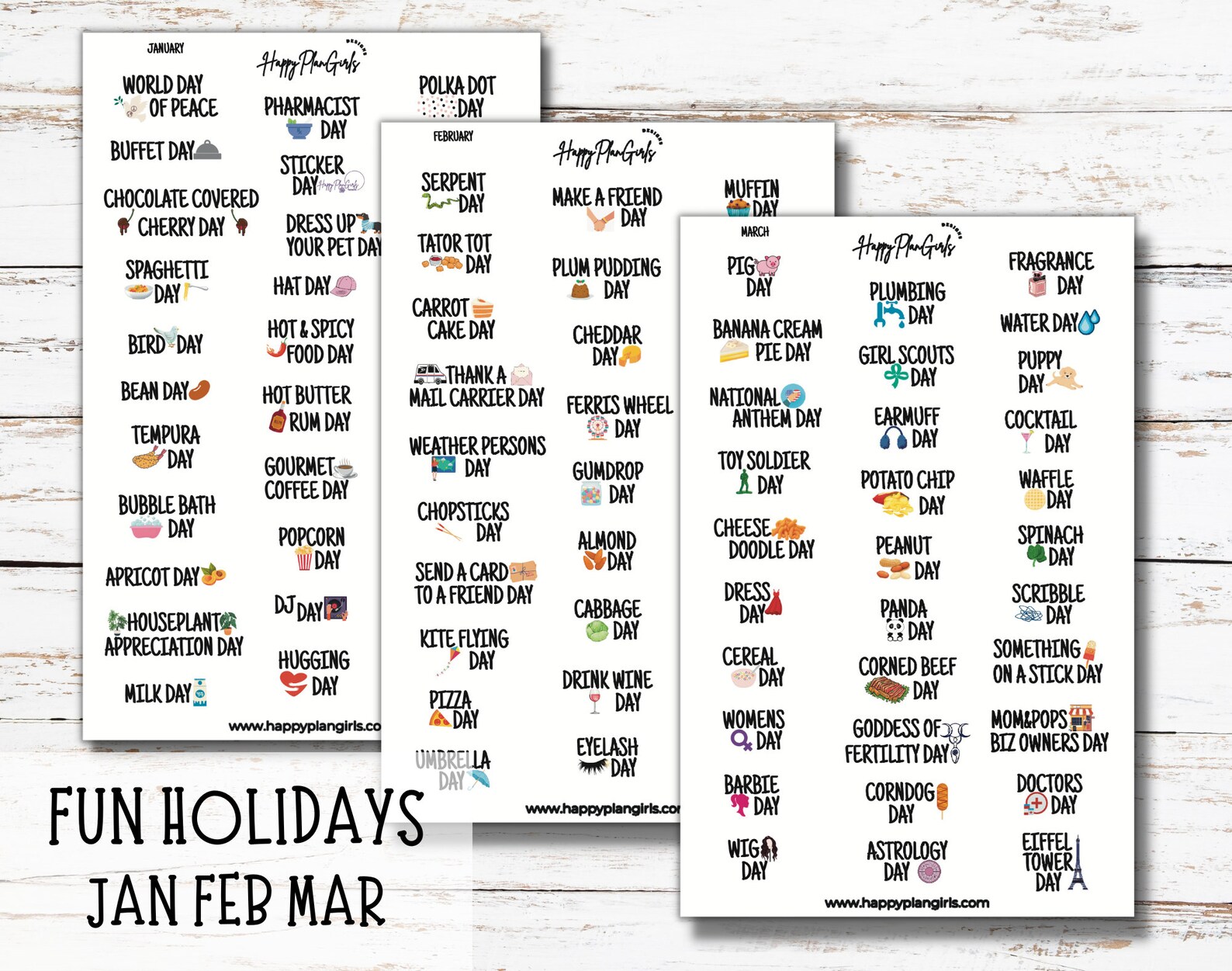 Wacky Fun Holiday Planner Stickers Standard Mini Sizes, Cute Everyday ...