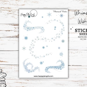 Winter Snowflake Swirls Sticker Sheet | Planner Stickers Sheet, Winter Season Stickers, Journaling Stickers, Scrapbook Stickers, Swaying