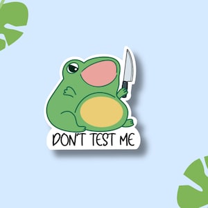 Frog with Knife Sticker- Screaming Angry Frog Vinyl Sticker, Kindle waterproof decal, Phone Case Sticker, Laptop Decal, Funny Stickers