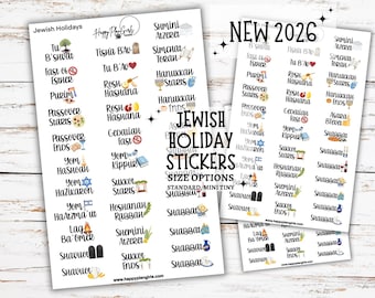 2026 Jewish Holiday Planner Stickers Shabbat Holy Days Hebrew Calendar Tiny Mini Standard Icons
