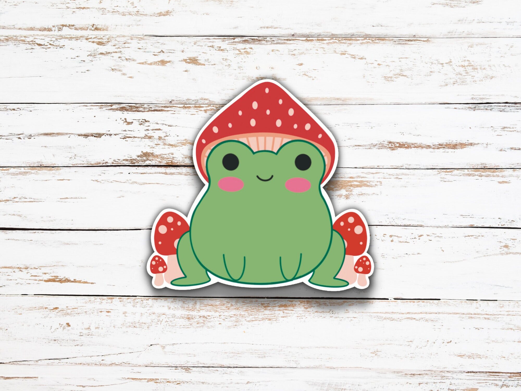 Cute Frog Mushroom Hat Sticker | Frog Vinyl Sticker | Frog Decals ...