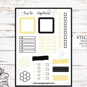 Seasonal Planner Sticker Sheet, Spring Stickers, Journal Stickers, Calendar Planner Stickers, Functional Journaling Stickers, Busy Bee