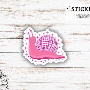 Snail Aufkleber | Holographische Schnecke Disco Ball Aufkleber | Wasserdichter Kindle, Laptop | Vinyl-Glitzer-Aufkleber | Tolle Retro Sticker
