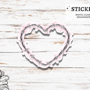 Hartsticker prikkeldraad | Y2K-sticker, Chrome-hartsticker, Kindle-sticker, waterdichte stickers, leuke stickers, holografische stickers
