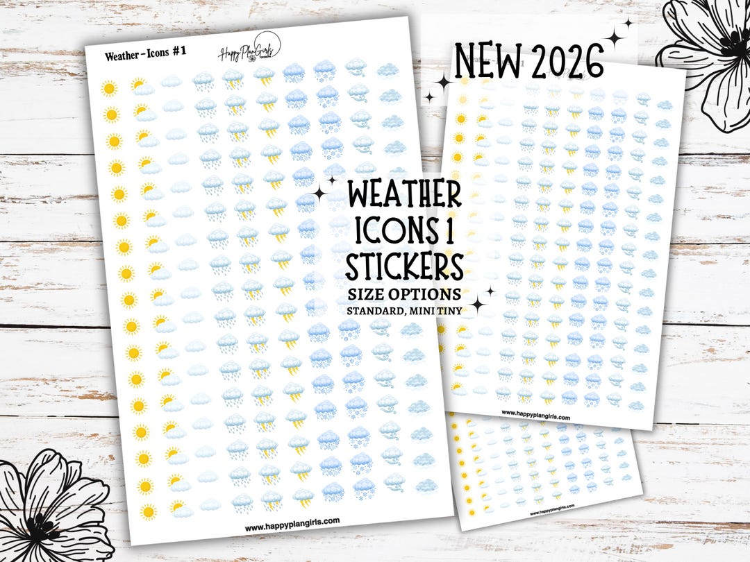Weather Planner Stickers #1 Daily Forecast Icons Sunny Rain Snow Foggy ...