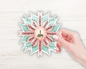 I Am Sticker, Affirmation Vinyl Sticker, Mental Health Decal, You Are Enough Sticker, Aesthetic Flower Laptop Sticker, Best Friend Gift