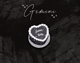 Zodiac Goth Cake Sticker- Aesthetic Zodiac Sticker, Kawaii Cake Sticker, Black and White Monotone Sticker, Goth Cottagecore Cute Sticker