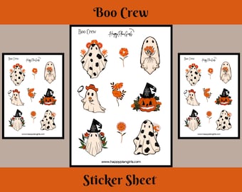 Cute Retro Ghost Stickers Sheet | Halloween Stickers, Cute Ghost Stickers, Vintage Ghosts Stickers, Planner Stickers, Journaling Stickers