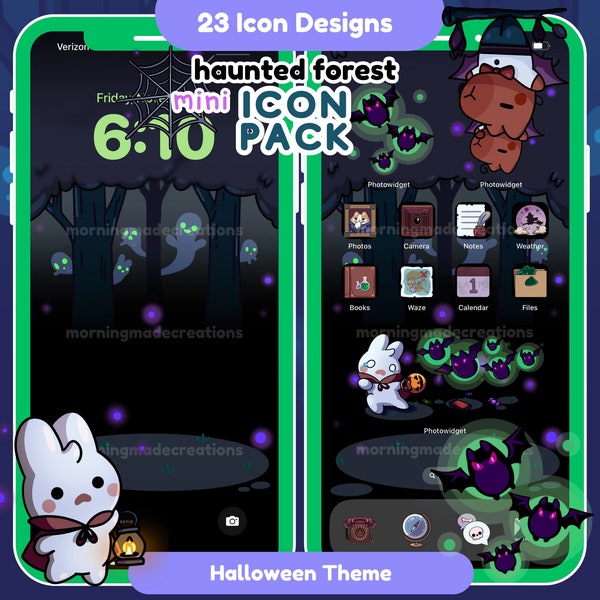 Haunted Forest Icon Set/ 23 Mini App Icon Pack / Cute Spooky Halloween Aesthetic Theme / Wallpaper & Widgets / iOS App Icons / Android Theme