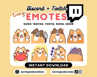 Cute Corgi Dog Emote Pack for Twitch Discord Cute Dog Twitch Emote Youtube Stickers Cute Animal Emote Premade Emote Kawaii Chibi Emote