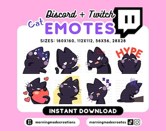 Cute Cat Emote Pack for Twitch Discord Cute Cat Twitch Emote Youtube Stickers Cute Animal Emote Premade Emote Kawaii Chibi Emote