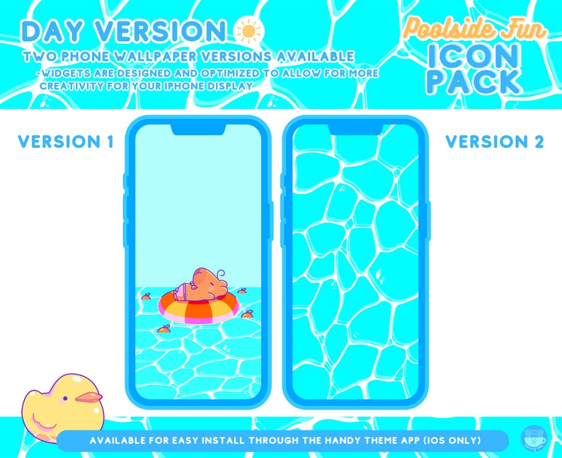 Pool Summer Cute Animal App Icon Pack Kawaii Fun Summer Phone Tablet Icon App Theme Digital Widget Wallpaper iOS iPadOS Android Phone Theme image 8