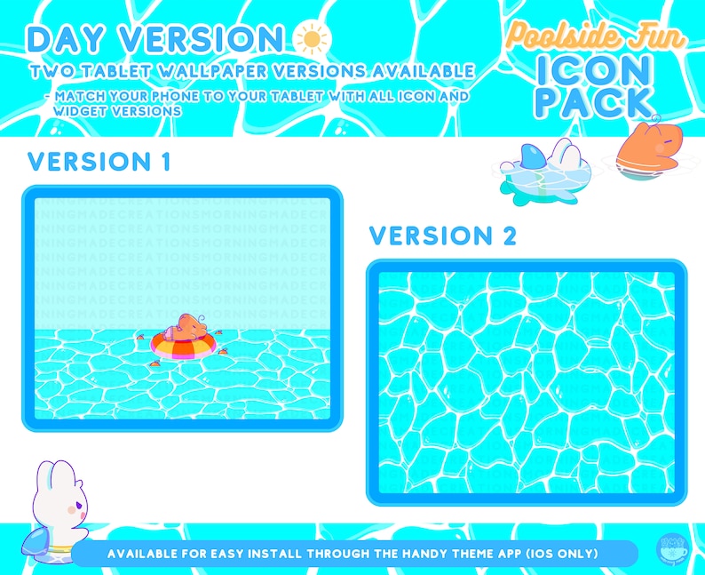 Pool Summer Cute Animal App Icon Pack Kawaii Fun Summer Phone Tablet Icon App Theme Digital Widget Wallpaper iOS iPadOS Android Phone Theme image 9