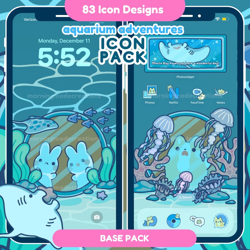 Fish Digital Icon Kawaii Fish Icon Pack - Etsy