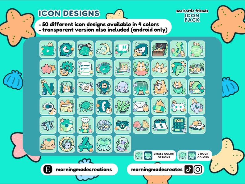 cute animal icon pack that features sea animals