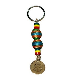 Ethiopia king  Haile Selassie Coin Keychain, Africa Handmade Keychain, African Key Holder, Drum Keychain, Keychain