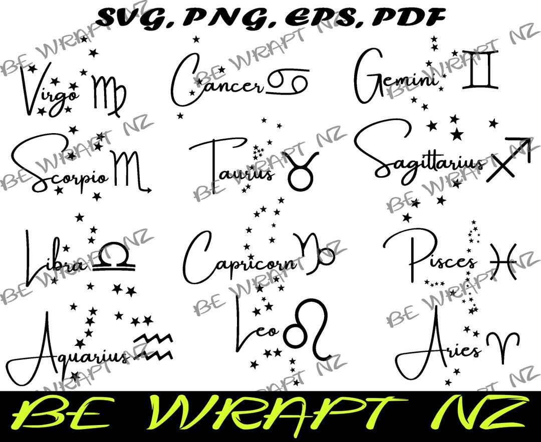 Beautiful Digital Zodiac Art Prints Astrology Wall Decor, Horoscope Illustrations, Star Signs